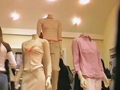 Milf in tight jeans in the clothing shop becomes the street candid