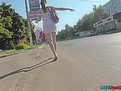 Milf's ass looks hot under mini skirt in upskirts mov