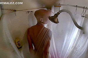Miss Eva Mae - Morning Bimbo Workout Cold Shower Trans Shower play 2 !