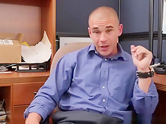 Muscled boss sucked and rimmed by employees