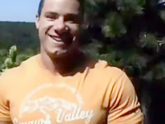 Muscular men in a compilation