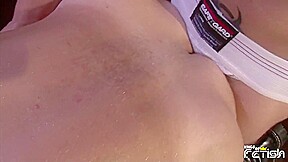 Muscular older man gets his asshole pounded deep and creampied by a young dude with pierced cock