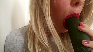 My First cucumber, I suck it, ride it and cum