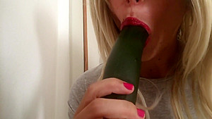 My First cucumber, I suck it, ride it and cum
