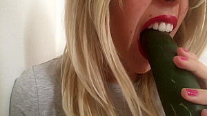My First cucumber, I suck it, ride it and cum