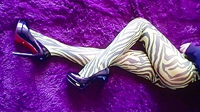 My ass and legs in nylon zebra pantyhose and heels