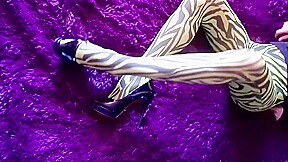 My ass and legs in nylon zebra pantyhose and heels
