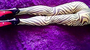 My ass and legs in nylon zebra pantyhose and heels