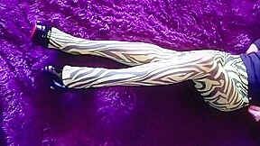 My ass and legs in nylon zebra pantyhose and heels