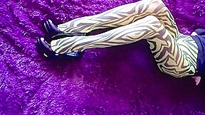 My ass and legs in nylon zebra pantyhose and heels