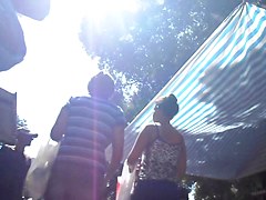 NYMPHET OF PRANCING IN TIGHTS BLUE BUTT