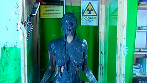 Naked Girl gunged in cement