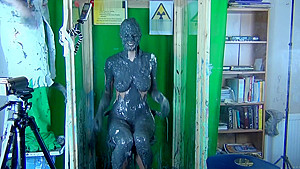 Naked Girl gunged in cement