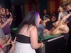 Naked slave wrapped in foil in public