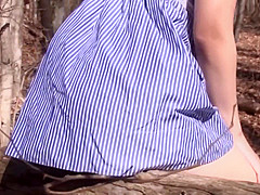 Nana Ikuta strips to her panties in the forest