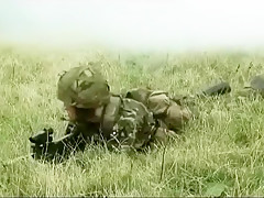 Nasty soldiers fuck outdoors