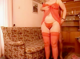 Natural hairy milfs in red nylons