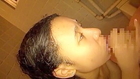 Naughty Asian amateur gives blowjob in the shower