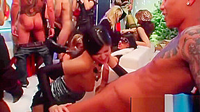 Naughty pornstars slurping giant dicks in public