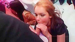 Naughty pornstars slurping giant dicks in public