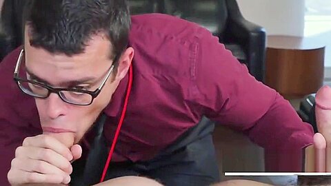 Nerdy Ass grabber takes 2 bears in the office
