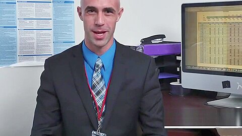 Nerdy Ass grabber takes 2 bears in the office