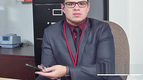 Nerdy Ass grabber takes 2 bears in the office