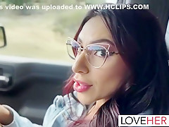 Nerdy Doll Seduces Milan With Her Feet During A Ride And Fucks His Big