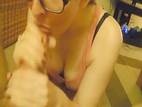 Nerdy GF Glasses Blowjob Facial