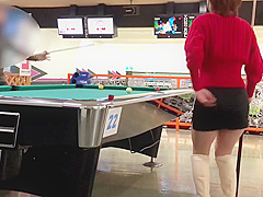 New Year Mini Skirt No Bra Billiards! Failure To Show Boobs