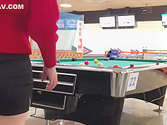 New Year Mini Skirt No Bra Billiards! Failure To Show Boobs