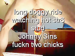 No 114 doggyride while watching Johnny Sins fuckn 2 chicks