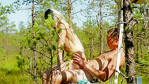 Olivia sucks off her boyfriend in the woods