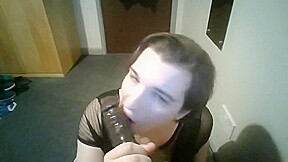 POV Sissy Blowjob and Saved Cum Bukkake
