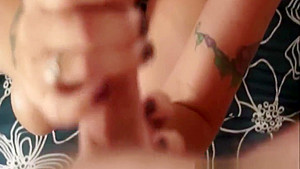 POV tugging action with facialized mature Step mom