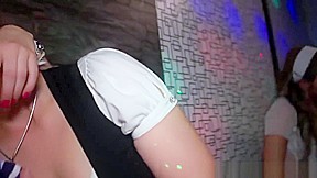 Party girls sharing cfnm cock