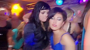 Party girls sharing cfnm cock