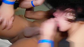Party girls sharing cfnm cock
