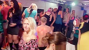 Party girls sharing cfnm cock