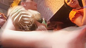 Party girls sharing cfnm cock
