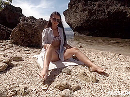 Passionbunny - Almost Caught On Sea Beach! Public Selfie Dildo Fuck In Sweet Pussy