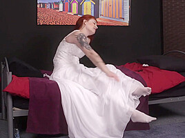 Pegging femdom redhead fucks sissy asshole with strapon