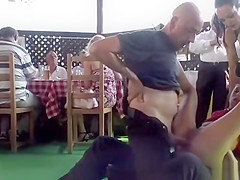 Petite slut dp and anal banged in restaurant