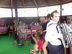 Petite slut dp and anal banged in restaurant