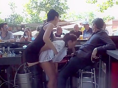 Petite slut made to suck and fuck outdoor