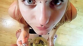 Pissing down her throat
