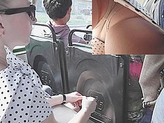 Polka-dot summer costume upskirt movie