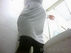 Pregnant amateur and others piss in public toilet