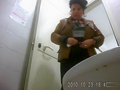 Pregnant amateur and others piss in public toilet