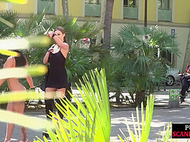 Public BDSM babe naked exposed outdoor by kinky femdom